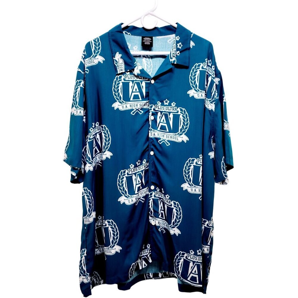 My Hero Academia Mens Plus Ultra U.A. High School Button-Up Shirt 2XL Anime Fans